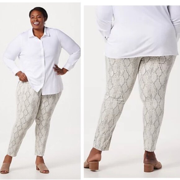 NYDJ NEW Ami High Rise Animal Snakeskin Print Jeans Slim Pant Stretch Gray  16 - Picture 1 of 16